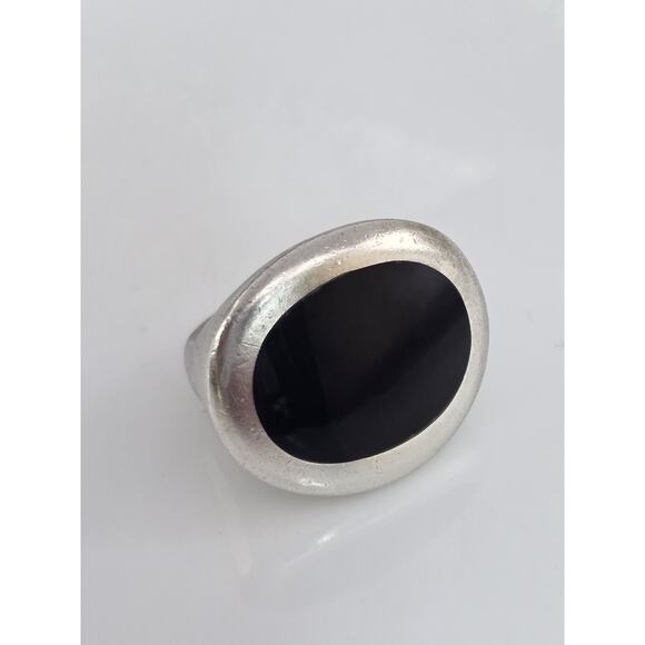 MODERNIST ROBERT LEE MORRIS STERLING SILVER ONYX BLACK RING SIZE 7 - Picture 3 of 16